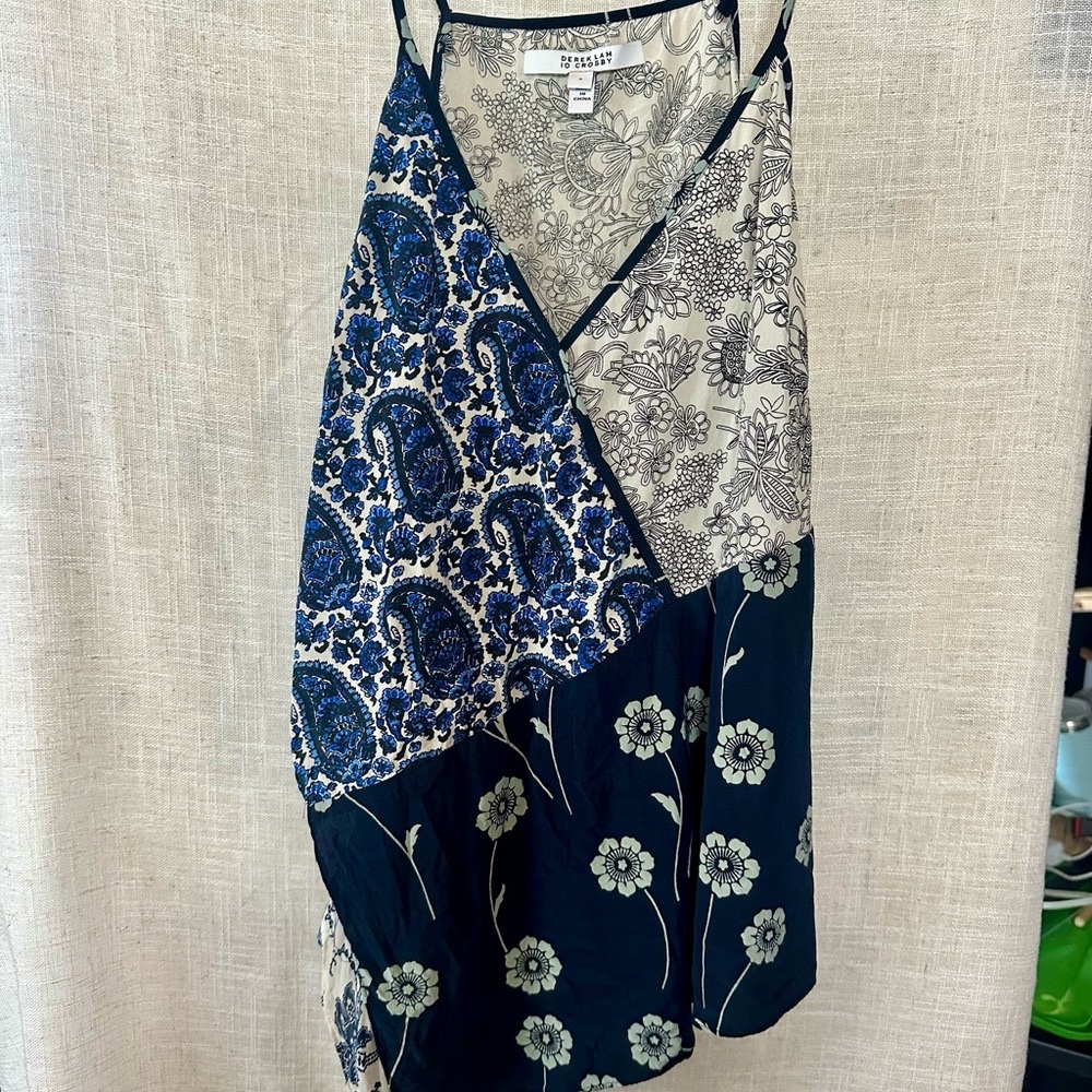 10 Crosby Derek Lam Blue and Cream Floral Dress